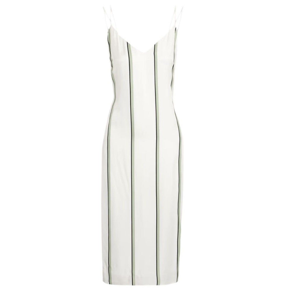 Equipment Aita Striped Silk Satin Dress White Women's 4 NWT